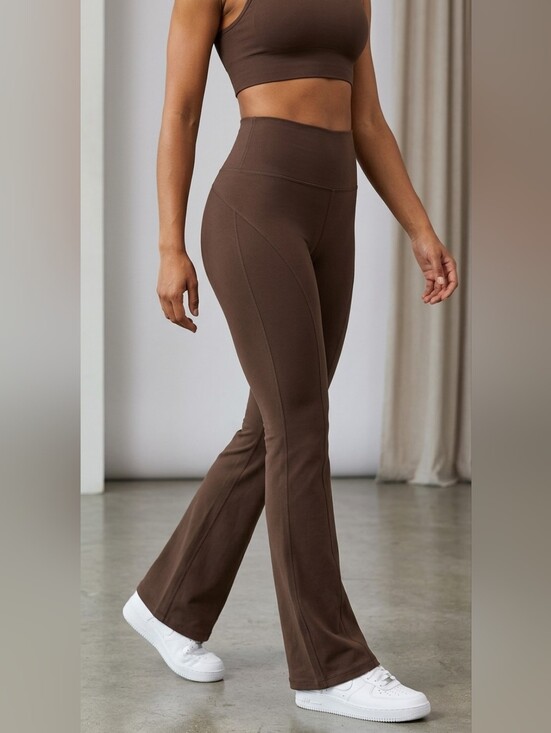 Pants - High-Rise Brown Yoga Flare Pants